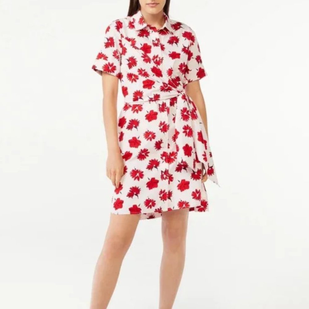 NWOT Free Assembly Floral Wrap Shirt Dress with pockets